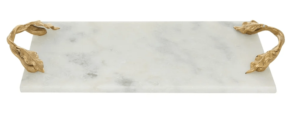 How to use contact paper to make a marble and gold handle tray. DIY Marble and gold tray.