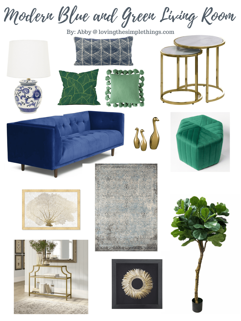 Modern Green and Blue Living Room Mood&nbsp;Board