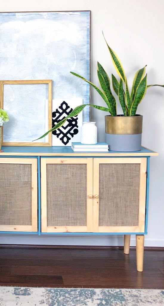 DIY storage cabinet transformation. IKEA furniture transformation.
DIY Console doors. DIY Cabinet Doors. DIY Woven doors. DIY Burlap doors. DIY painted furniture. How to paint furniture.
